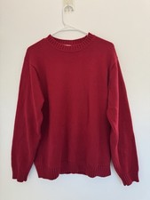 L.L Bean Men  s Heavy Weight Crewneck Sweater Red 100 Cotton Size Medium