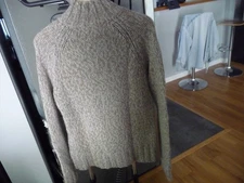 EAGLES EYE ALPACA WOOL BLEND MOCK NECK GREY/BEIGE CHUNKY SWEATER SIZE LARGE