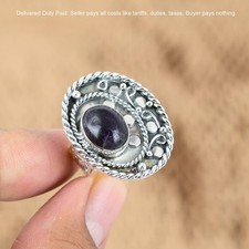 Sterling Silver African Amethyst Stone February Promise Statement Ring Jewelry