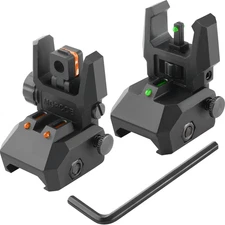 V2 Fiber Optic Iron Sights Flip up Front and Rear Backup Sights with Green Red