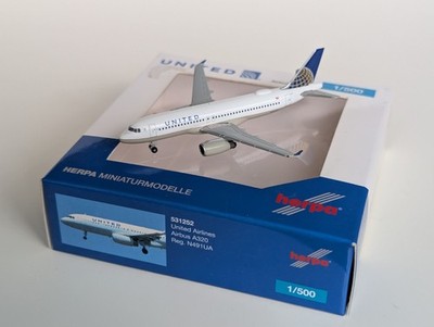 Herpa Wings 1:500 - United Air Lines - Airbus A320 - N491UA - Herpa 531252