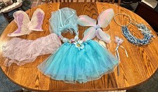 Girls Blue  Purple Fairy Butterfly Costumes  Tutu, Wings, Wand,  Tiara  USED