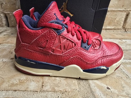 Scarpe da basket Nike Air Jordan 4 retrò BQ7669-617 rosse da ragazzo sneakers taglia 12C - Foto 2 di 9