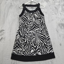 Suzie in the City Dress Womens S Black White Zebra Print Gems Sleeveless Shift