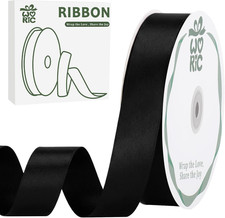 Double Faced Black Satin Ribbon 60 Yards 1 inch Black Ribbon for Gift Wrapping C