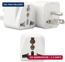 3 Pack Europe to US Plug Adapter, UK to US Plug Adapter, India to US Plug Adapte