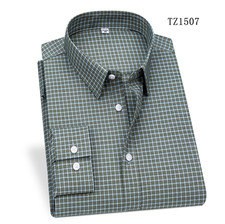 Mens Elastic Shirts Formal Business Long Sleeves Plaids Bamboo Dress Shirts Tops