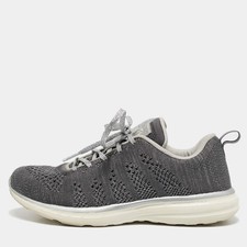 APL SilverGrey Knit Fabric Runner Lace Up Sneakers Size 37