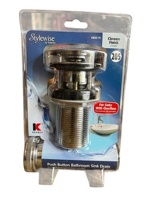 Keeney Push Button Bathroom Sink Drain Chrome For Sinks With Overflow K820-75