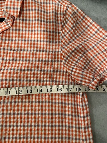 L.L. Bean Size M Red Orange Blue Short Sleeve Seersucker Button Down Mini Dress - Picture 8 of 10