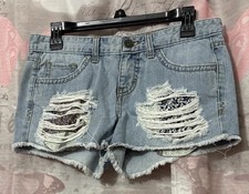 MOSSIMO SUPPLY CO Denim Distressed Cutoff Shorts Frayed Hem Blue Size 7