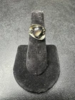 VINTAGE Sterling Silver 925 Oval Black Sapphire Bezel Ring Unique Design Jewelry