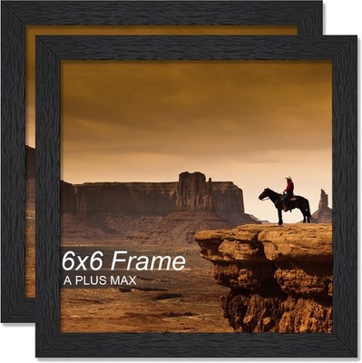 A PLUS MAX 6x6 Picture Frame Set of 2, Black Engineered Wood 6x6, 
