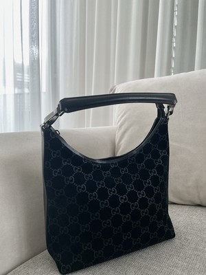 Gucci Hobo Tasche Groß Schwarz GG Canvas/Leder