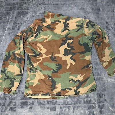US Military BDU Field Jacket Mens Large Long Woodland Camo Ripstop