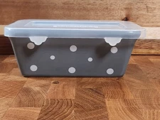 Temptations By Tara Polka Dot  Mini Loaf Pan 12 Oz. Ovenware with Plastic Lid