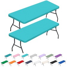 2 Pack Table Covers For 6 Foot Tables Rectangle Fitted Turquoise