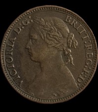 1880 Queen Victoria 1 Farthing Vintage Coin