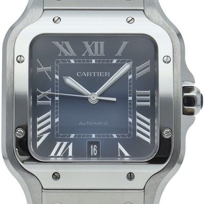 CARTIER Santos de Cartier watch LM WSSA0071 Stainless Steel mensWatch blue USED