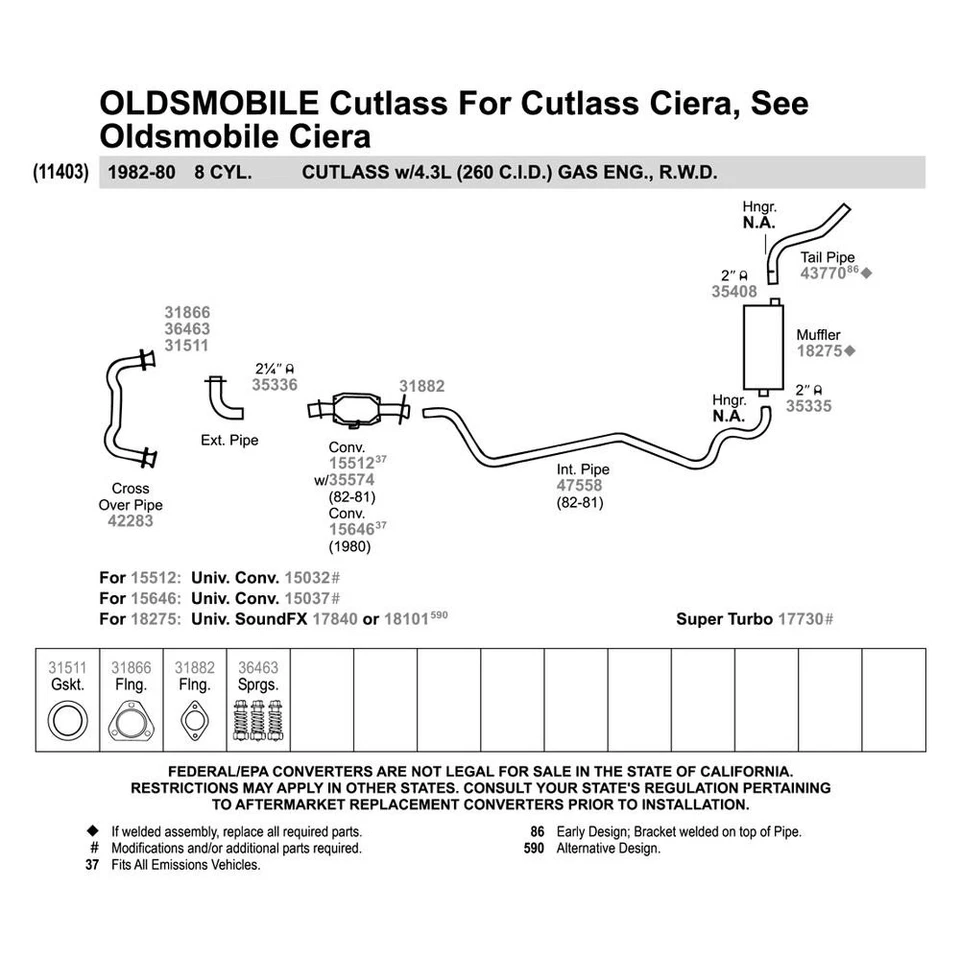 For Oldsmobile Cutlass Supreme 80-88 Walker Aluminized Steel Exhaust Front Pipe - Image 4 of 4