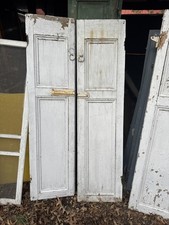 Vtg  1 Pair  Old  Wooden Door Shutters Architectural Salvage Screen 63.5 In X15