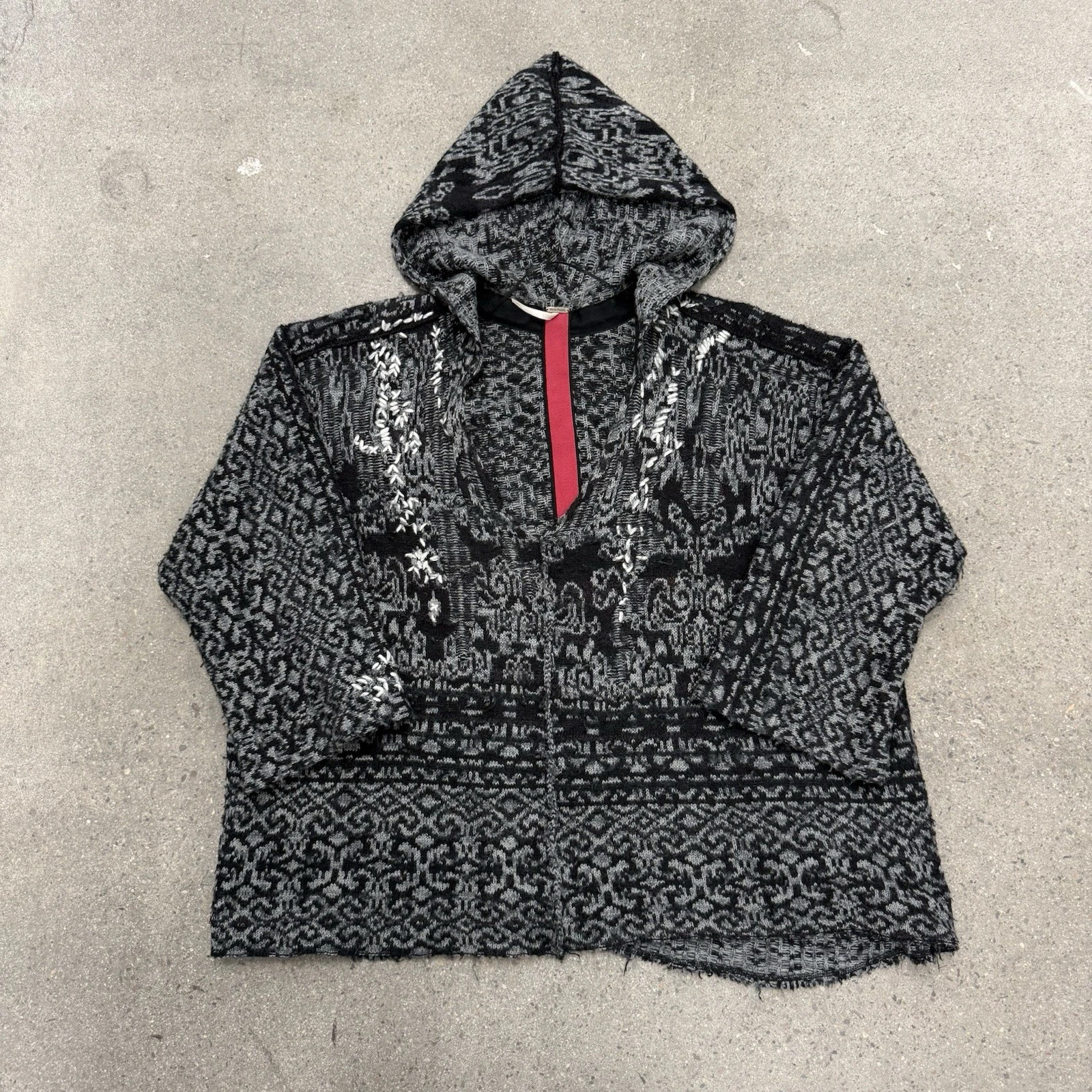 Free People Black Oversized Boho Sweater Hoodie Poncho Women’s Medium