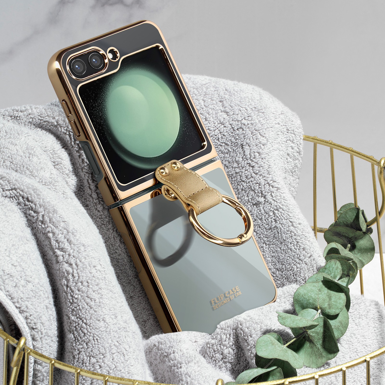 Coque Galaxy Z Flip5 avec Support Intégré Avizar Rigide Or