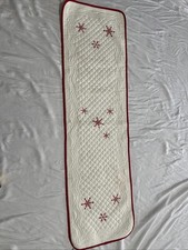 Vintage Christmas Table Runner Cream Red Snowflakes Edge 50in x 14.25in Winter