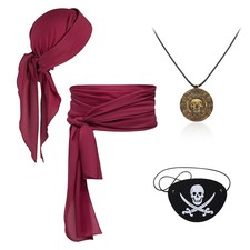 Pirate Accessories Women Men Pireate Hat Head Scarf Sash and Pirate Eye Patch...