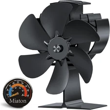 Wood Stove Fan Heat Powered | Non Electric 6.3 x 4.5 x 7.3 inches, Black 