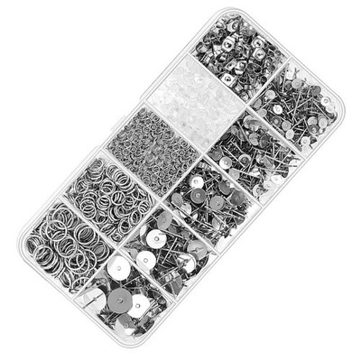 1650pcs Ohrringpfosten und Rücken Jumpringe Ohrring Making Kit