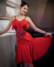 Latin Red Tango Rumba Ballroom Dance Dress Costume Practice Standard Cha Cha