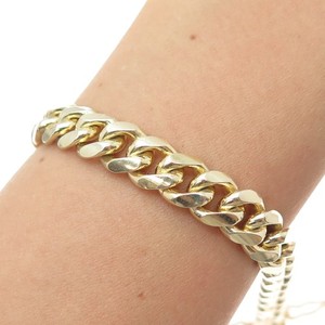 Authentic 925 Sterling Silver Gold Plated Cuban Link Bracelet 8.75"