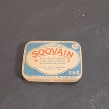 Vintage Soovain Tablets Headache Medicine Drug Store Advertising Tin.