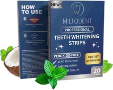 MILTODENT Sensitive Teeth Whitening Strips (20pcs) - White Strips for Teeth