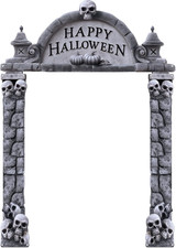 3 Pcs Halloween Cemetery Archway Banner, Skeleton