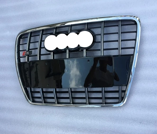 适用于奥迪 A6 C6 Sline Style 2005 - 2011 铬环条前保险杠格栅 — 第 4/4 张图片