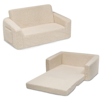 Delta Children Cozee Flip-Out Sherpa 2-In-1 Convertible Sofa To Lounger For