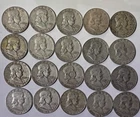 Franklin Silver Half Dollars Roll of 20  $10 face value Circulated