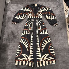 Pre-Owned Farm Rio Black Coconut Grove Women’s XS Maxi Puff Long Sleeve Dress