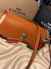 Coach Coachtopia Brown Pebbled Colorblock Turn Lock Crossbody Bag Silver HW