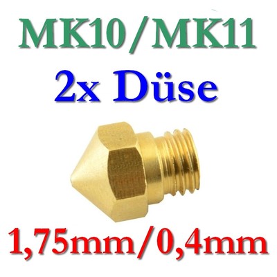 2x MK10 MK11 0,4mm Messing Düse Nozzle Makerbot RepRap Dremel CTC Wanhao
