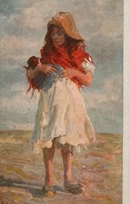 1912 Una trovatella pittore Beppe Ciardi Esposizione d'Arte Venezia Cartolina