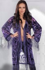 DEEP PURPLE ARTDECO STEVIE NICKS STYLE VELVET MUCHA GYPSY BOHO DELUXE DUSTER