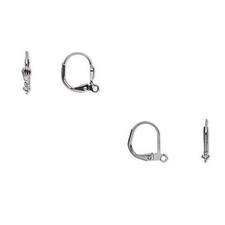 20 Gunmetal Plated Hinged Leverback Earring Jewelry Findings with Open Loop Ring