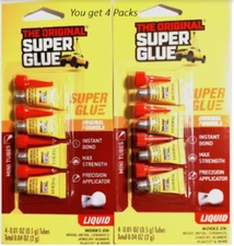 SET OF 4 The Original Super Glue Tube Single Use Pack of 4 Bonds Instantly