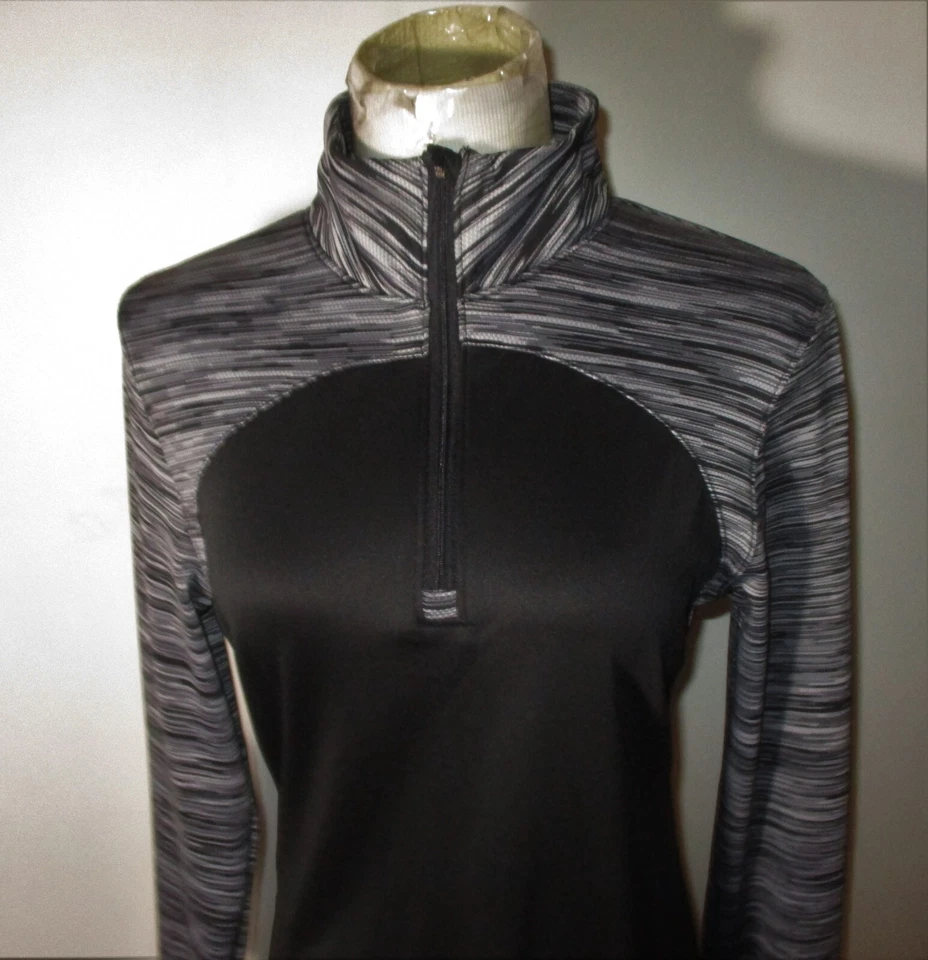 Jersey RBK negro atlético manga larga agujero para el pulgar 1/2 cremallera talla L Foto 2 de 4