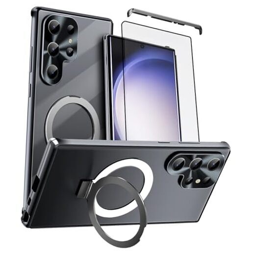 Case for Samsung Galaxy S23 Ultra with Invisible Stand, 360 Degree Front Black