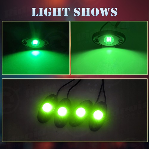4 PCS Green LED Rock Lights, Waterproof Underglow Underbody Lighting Kit Combo - Picture 2 of 24