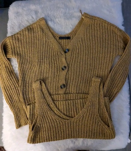 Moon & Madison Sweater Set Mustard Tank/Cardigan Long Sleeve Size M - Picture 4 of 15